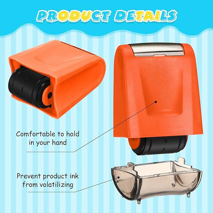 Sherr 2 Handwriting Line Stamp Roller Dashed Handwriting Lines Practice Roller Stamp for Kids, Teachers Kindergarten Education Classroom Back to School Need(2.72 x 2.44 x 1.54 Inch,Red, Orange)