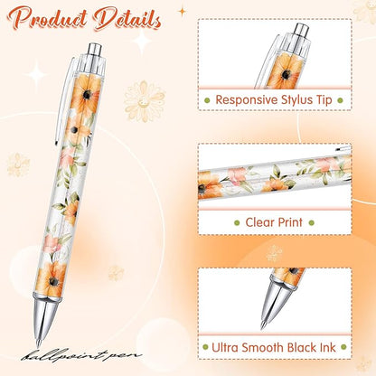 Tinlade 10 Pcs Christian Pens for Women Religious Ink Pens Easter Gifts Inspirational Quotes Bible Verse Ballpoint Funny Office Supplies for Women Men Coworker(Flower)