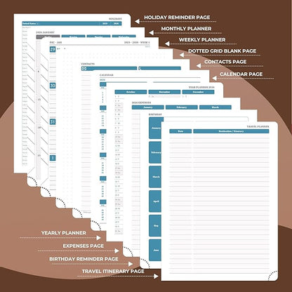 Weekly Monthly 2026 Planner (Jan.26-Dec.26),8.5"x6.5",12 Months Agenda Plan with Month Tabs & Pocket,Expenses/Note Pages, Appointment Book Calendar with Hardcover Vegan Leather Cover,Brown