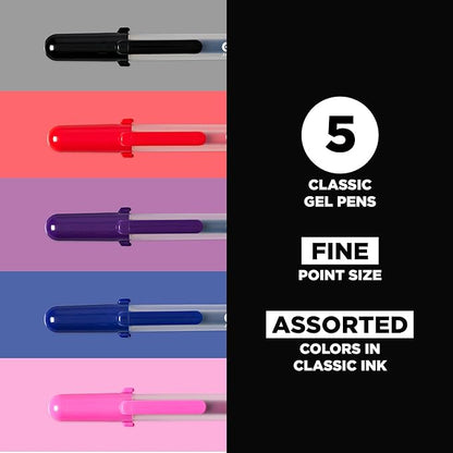 SAKURA Gelly Roll Gel Pens - Fine Point Ink Pen for Journaling, Art, or Drawing - Assorted Colored Ink - 5 Pack