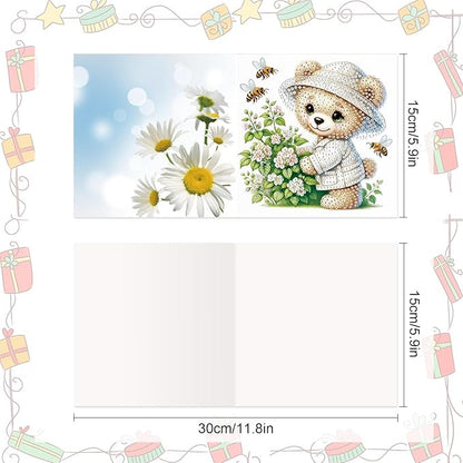 8 Packs Diamond Art Painting Greeting Cards Kit Special Shaped Diamond Art Greeting Cards with Envelope Arts Crafts for Christmas Birthday Thanksgiving Day Holiday (Bee Bear Butterfly Elf)