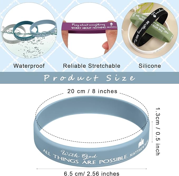 Unittype 240 Pcs Christian Silicone Bracelets Bulk Scripture Gifts Bible Verse Rubber Wristbands Religious Church Gifts for Women Men Party Favors Birthday Easter Baptism Gifts(Fresh Color)