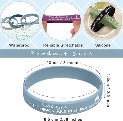 Unittype 240 Pcs Christian Silicone Bracelets Bulk Scripture Gifts Bible Verse Rubber Wristbands Religious Church Gifts for Women Men Party Favors Birthday Easter Baptism Gifts(Fresh Color)