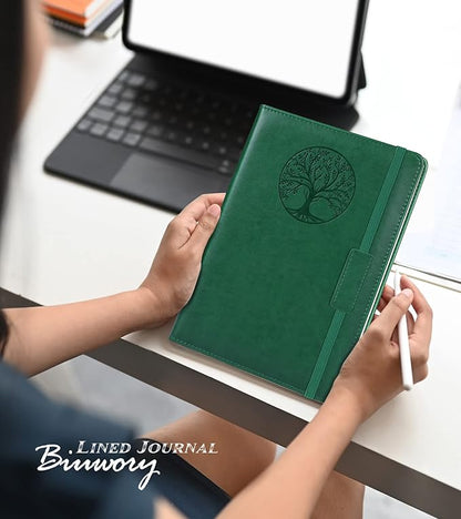 Lined Journal Notebook for Women Men,256 Pages A5 Hardcover Leather Journals for Writing,Travel,Business,Work & School,College Ruled Notebooks for Note Taking,Diary Notepad 5.7"×8.3"(green)