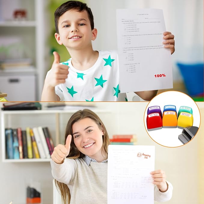 Yinder 24 Pcs Teacher Stamps for Classroom Self Inking Classroom Stamps Bulk for Teachers Elementary Colorful Motivational Encouraging Gifts(Classic)