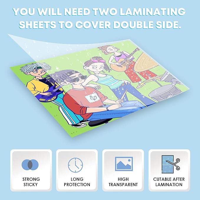 HTVRONT Self-Adhesive Laminating Sheets-9 X 12 Inches Self Laminating Sheets, No Machine Needed Clear Laminating Sheets for Protecting and Preserving Documents, Photos, Menus,Stickers… (100)