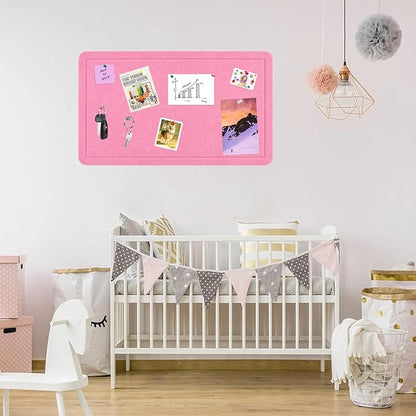 Vuzvuv Pink 28"x16" Large Cork Board with 50 Push Pins & Sticky Notes, Self-Adhesive Bulletin Board No Damage for Wall, Felt Pin Board for Paste Notes, Photos, Schedules Offices Home