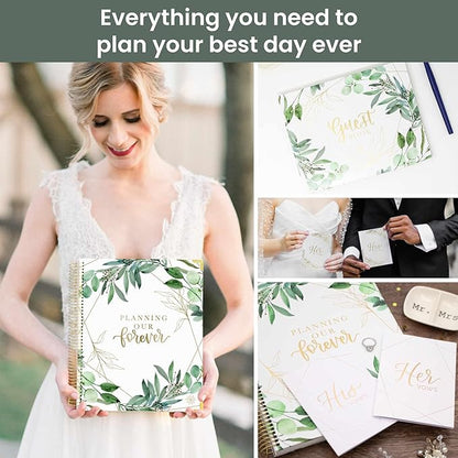 bloom daily planners Hard Cover Complete Wedding Day Planner Bridal Journal & Organizer (Undated) - 9" x 11" - Planning Our Forever