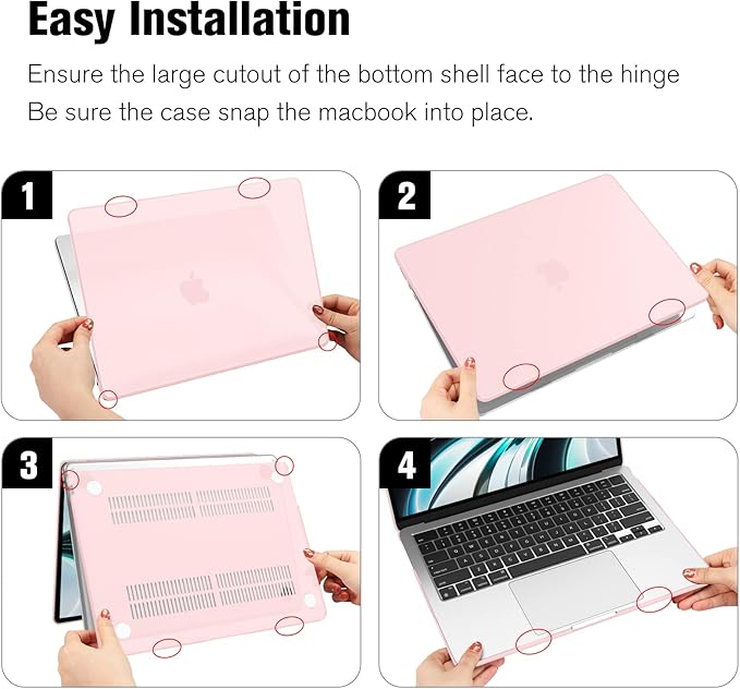 Fintie Case for MacBook Air 13.6 Inch A3113 A2681 (2022 2023 2024 Release) - Snap On Hard Shell Cover for MacBook Air 13.6" M2 M3 Chip with Liquid Retina Display and Touch ID (Crystal Pink)