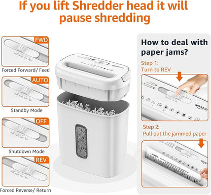 Amazon Basics Crosscut Paper and Credit Card Shredder for Security - 8-Sheet, Heavy Duty, White