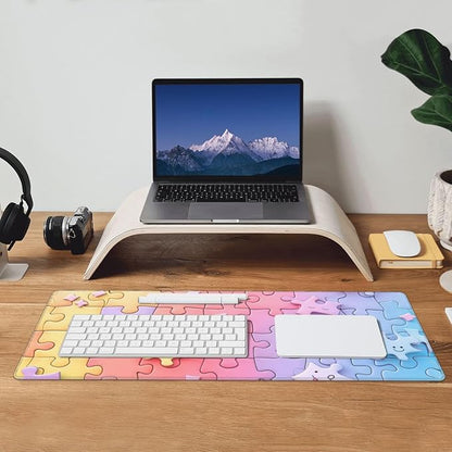 Gaming Mouse Pad Desk Pad,Extended Big Mouse Pad,31.5x11.8 Inch Long Computer Keyboard Mouse Mat Mousepad with 3mm Non-Slip Base and Stitched Edge for Gaming and Office… (Multicoloured Puzzle)