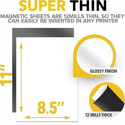 X-bet MAGNET Inkjet-Optimized Printable Magnetic Sheets - 8.5x11 Magnet Paper for DIY Stickers, Decorations, Labels - Easy to Print, Cut & Create Your Own Magnets (Glossy, 7pcs)