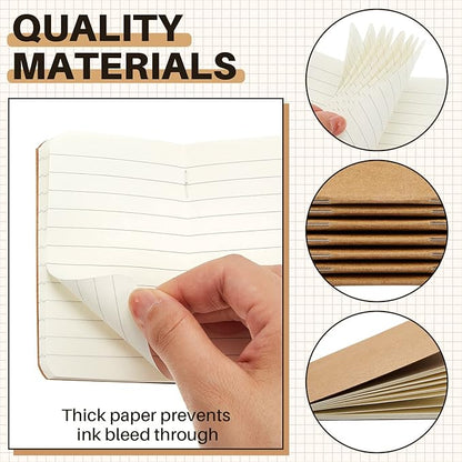 Outus 36 Pcs Pocket Notebook Mini Journal 2.5" x 4" Kraft Paper Mini Notepad Bulk Softcover Pocket Notepad Memo Diary Subject Notebooks for Student Traveler School(Brown)