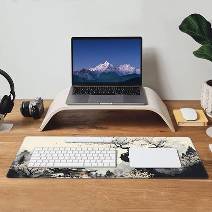 Extended Gaming Mouse Pad, Large Gaming Mouse Waterproof with Stitched Edges, Non-Slip Desktop Pad for Home and Office, Level Up Your 31.5x11.8 Inch… (wash Painting)