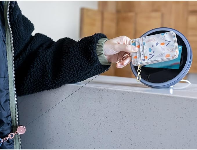 Badge Holder Retractable Clip, Metal Badge Reel Retractable Keychain Carabiner Badge Clip ID Badge Holders with Retractable Cord, 2 Pack (Black,Rose Gold)