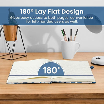 Lined Journal Notebook for Women & Men, Hardcover Leather Journal for writing, A5 College Ruled Notebook for Work & Note Taking, Perfect for Office School Home Supplies, 160 Pages, Watercolor Petal