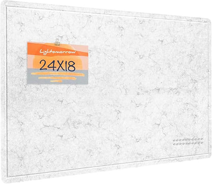 Bulletin Board, 24 x 18 inches Felt Board Decorative Pin Board, Cork Board Alternative for Wall, Foldable Photo Board Self-Adhesive Vision Board Mood Board with 20 Pushpins - Marble White