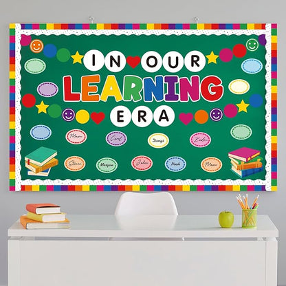 Kosiz 94 Pcs Friendship Bracelet Bulletin Board Decorations Set Back to School Paper Cutouts DIY in Our Learning Era Classroom Decorations Kit Colorful Bulletin Border Trim for School Chalkboard Wall