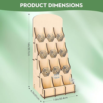 Bookmark Display Stand, Bookmark Holder Sticker Display for Anyting up to 2.4 Inches Wide, 4 Tier Wood Bookmark Stand, Portable Product Bookmark Display for Vendors, Craft Show, Retail Store