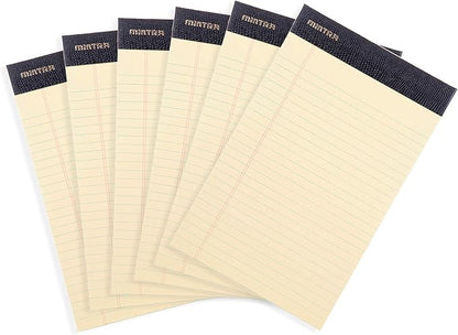 Mintra Office Legal Pads - ((PREMIUM CANARY 6pk, 5in x 8in, NARROW RULED)) - OVERSTOCKED - Heavyweight Paper, 50 Sheets per Notepad, Micro perforated Writing Pad, Notebook Paper for School, College, Office, Professional