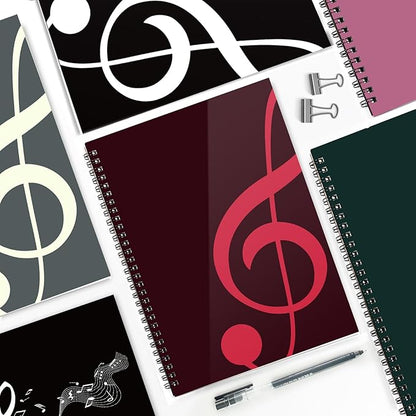 MAXCURY Blank Sheet Music Composition Manuscript Staff Paper Art Music Notebook Black 100 Pages 26x19cm (Wine/Fuchsia)