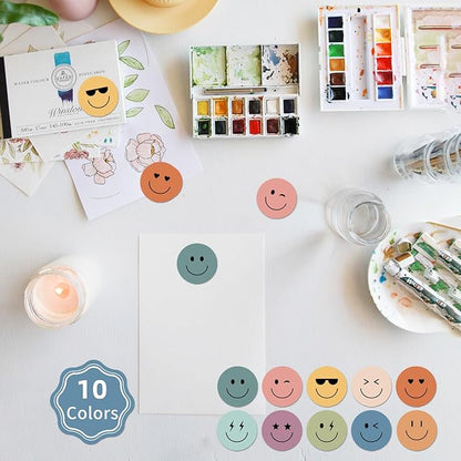 6000 Pieces Boho Happy Smile Face Stickers for School Reward Behavior Chart,3/8 Inch in Diameter Round Bohemian Style Reward Labels 10 Styles Happy Face Stickers for Teachers (50 Sheets)