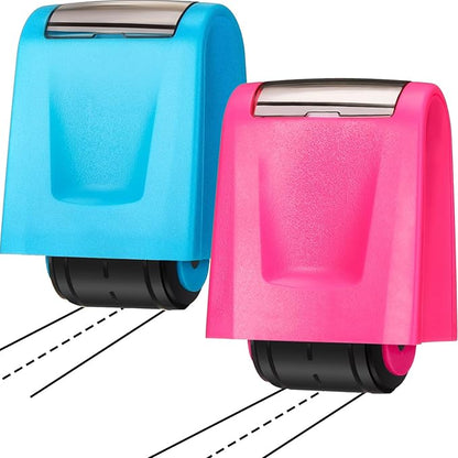 Sherr 2 Handwriting Line Stamp Roller Dashed Handwriting Lines Practice Roller Stamp for Kids, Teachers Kindergarten Education Classroom Back to School Need(2.72 x 2.44 x 1.54 Inch,Blue, Pink)