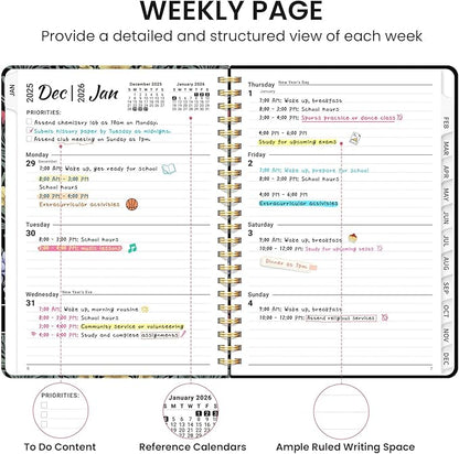 2026 Planner, Aesthetic Weekly and Monthly Planner for Women, Jan 2026 to Dec 2026, Hardcover 2026 Calendar Book with Monthly Tabs, Inner Pocket, Perfect for Office Home School - A4 (8.5" x 11"), Symmetrical Tapestry