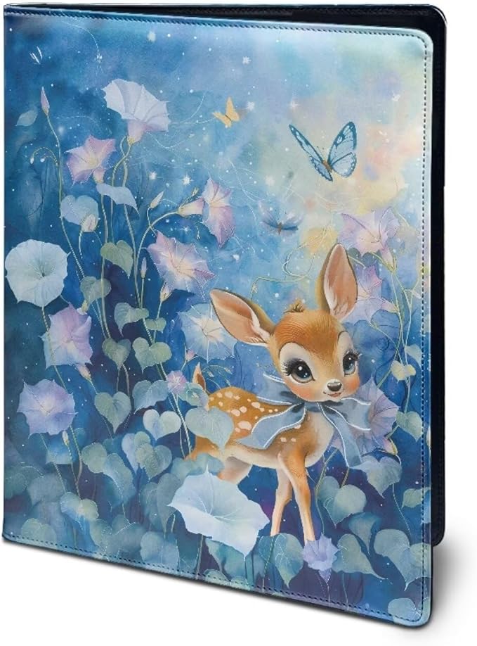 Office Folder Butterfly Blue Print PU Leather Padfolio with A4 Size Clipboard Clip for Business Resume Interview Document Sleeve Binder Folder for Men/Women