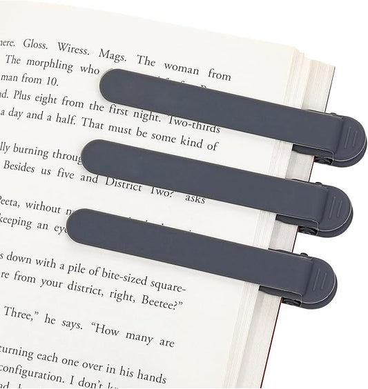 3Pcs Automatic Bookmark, Silicone Smart Book Marks for Reading Women, Men, Kids,Cute Unique Book Markers Bookmark Clip Reading Accessories Gifts for Book Lovers (Dark Grey 3pcs)