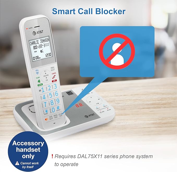 AT&T DAL75011 Accessory Handset for GL2113-x or DAL75x11 Phone System (White)