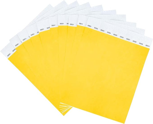 100 Pcs Wristbands, 1-100 Consecutive Numbers Waterproof Tearproof and Printable Wrist Straps Admission Bracelets Tickets (Neonyellow)