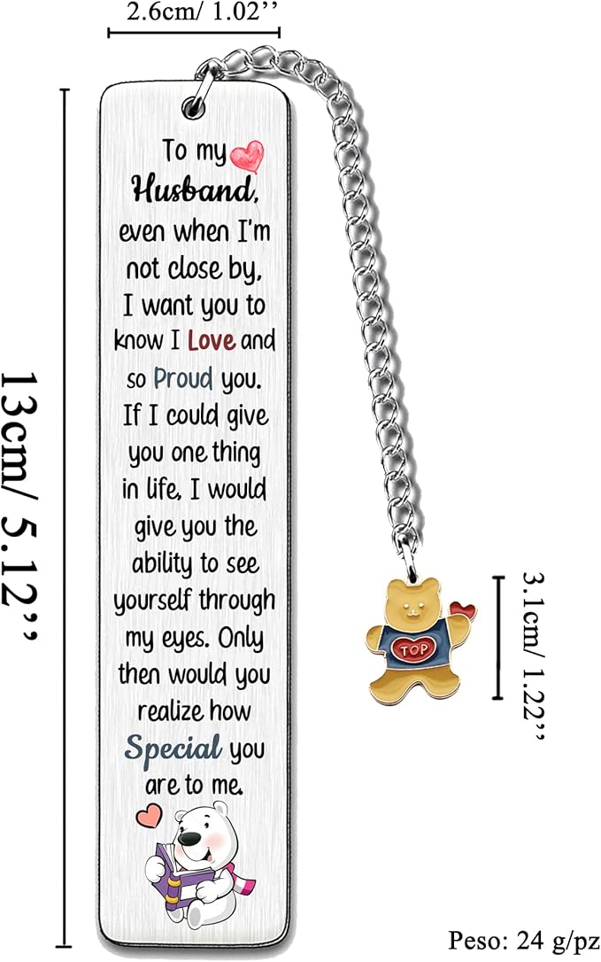 Husband Bookmarks Birthday Gift Man Christmas Encourage Bookmark Valentines Day Distance Miss You Cute Present Appreciate Wedding Anniversary Love Reminder Keepsakes I Love Proud of You for Him Bear