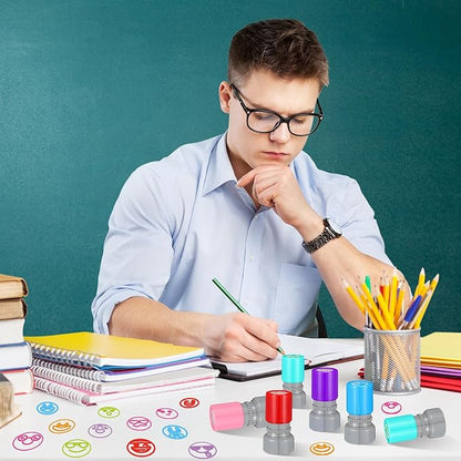 Yinder 24 Pcs Teacher Stamps for Classroom Self Inking Classroom Stamps Bulk for Teachers Elementary Colorful Motivational Encouraging Gifts(Expression)