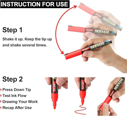 SFAIH Acrylic Creative Markers Set of 60 With 14 Metallics, Organizer, 3mm Medium Tips - Holiday Paint Markers, Gift for Kids and Adults - Art Supplies