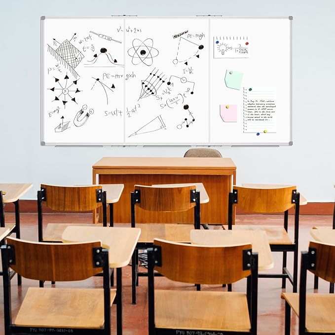 Lockways Large Magnetic 157" x 48" Dry Erase Board, Foldable Wall Mounted Whiteboard| White Board with Pen Tray for Business,Team,Home Office,Home Education and School Classroom