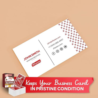 XFasten Self Seal Laminating Pouches Business Card Size 4-Inch x 3-Inch 100-Pack, 10 Mil Business Card Laminating Pouches Non-Yellowing Self Sealing Laminating Sheets Business Card Size