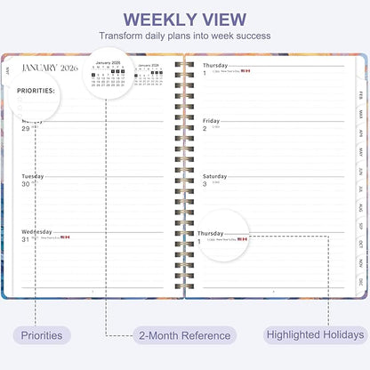 2026 Planner, Weekly and Monthly Academic Planner Calendar (JAN.2026 - DEC.2026), Planning Agenda Book, for Office Desk Accessories and School Supplies, A5(6.3" x 8.5")