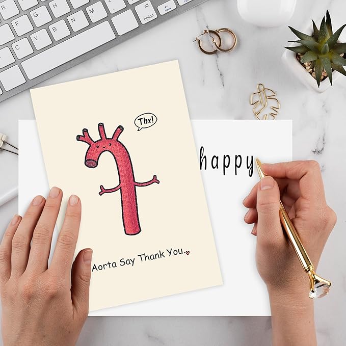 Funny Thank You Card for Doctor Nurse Medical, Humorous Thank You Gifts for Women Men, Cute Aorta Card, Aorta Say Thank You Card