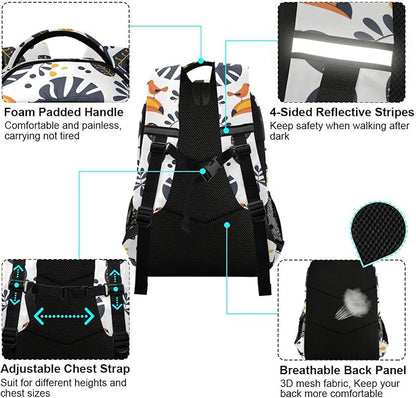 MNSRUU Laptop Backpack with Chest Strap, Toucans School Backpack, Travel Hiking Backpack for Boys Girls Teen Adult, Rucksack, Knapsack