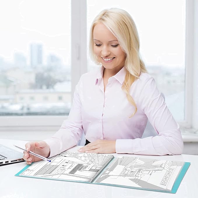 Dunwell 8.5x11 Portfolio Binder (Aqua, Horizontal), Plastic Presentation Book, 24 Pockets Displays 48 Pages of Letter Size Documents, Certificates, Keepsakes, Art Portfolio Folder, Acid-Free Poly