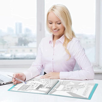 Dunwell 8.5x11 Portfolio Binder (Aqua, Horizontal), Plastic Presentation Book, 24 Pockets Displays 48 Pages of Letter Size Documents, Certificates, Keepsakes, Art Portfolio Folder, Acid-Free Poly