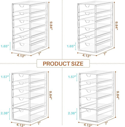 22 Drawers, Acrylic Desk Makeup Organizer, Plastic Drawers Organizer, Stackable Storage Solution for Makeup, Dresser, Office, Bathroom Clear Plastic Craft and Bead Storage Cabinet