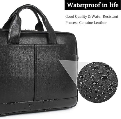 Augus Leather Laptop Briefcase for Men,Waterproof Travel Messenger Duffle Bags 15.6 Inch Laptop Bag