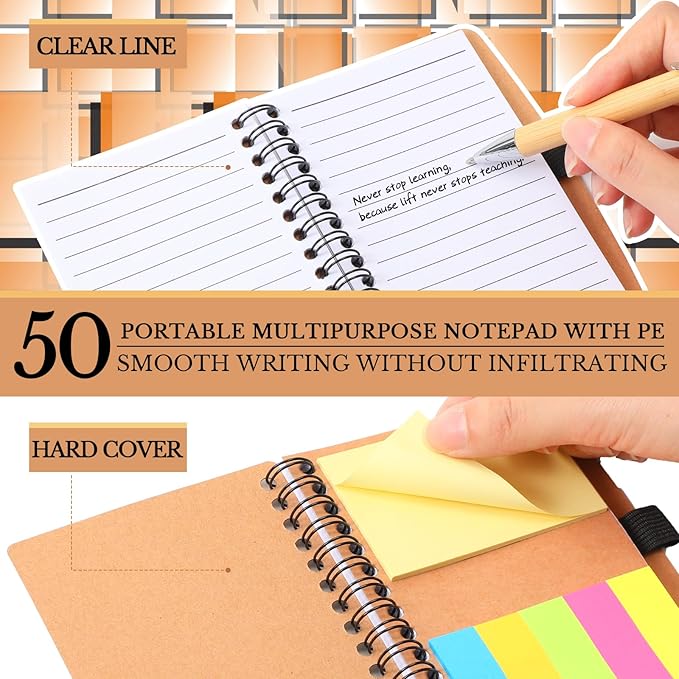 Jetec 50 Sets Bulk Employee Appreciation Gifts Bulk Inspirational Spiral Notebook with Note Ballpoint Pen Thank You Gifts for Volunteer Social Worker Nurse Staff Coworker Students (Team)