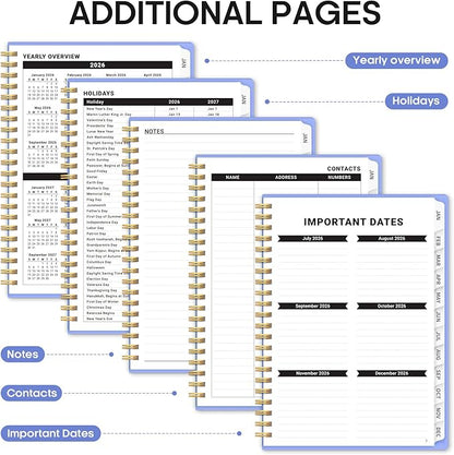 2026 Planner, Weekly and Monthly Calender Planner, Jan 2026 to Dec 2026, Hardcover 2026 Calendar Planner Book with Tabs & Inner Pocket, Office Home School Supplies for Women & Men - A5 (6.3" x 8.5"), Lavender