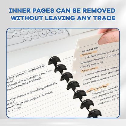 Discbound Notebook, 8-Disc Disbound Planner with Removable Pages, 180 Pages Spiral Notebook, Poly Cover Discbound Planner for Work, Travel, Note Taking(With Index Sticker),Black, A5