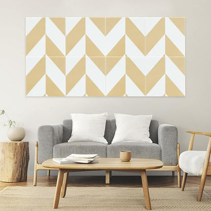 Smarpau 12 Pack Felt Cork Board Tiles 48"x36" Large Cork Board with Safe Removable Adhesive Tabs Cork Bulletin Board for Home Office Pin Board Tack Board Geometric Brown