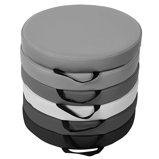 Factory Direct Partners SoftScape 15 inch Round Classroom Floor Cushions with Handles; Flex Seating for Daycare, Preschool, Playroom; 2 inch Thick Deluxe Foam (6-Piece) - Gray/Light Gray, 11232-GYLG