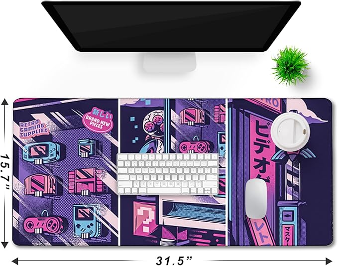 Japanese Comic Desk Mat Large Office Desk Pad, Gaming Mouse Pad, Big Mousepad PC Waterproof and Non-Slip, 31.5 x 15.7 Inches Large Mouse Mat Long Extended Mousepads for Office & Home Work